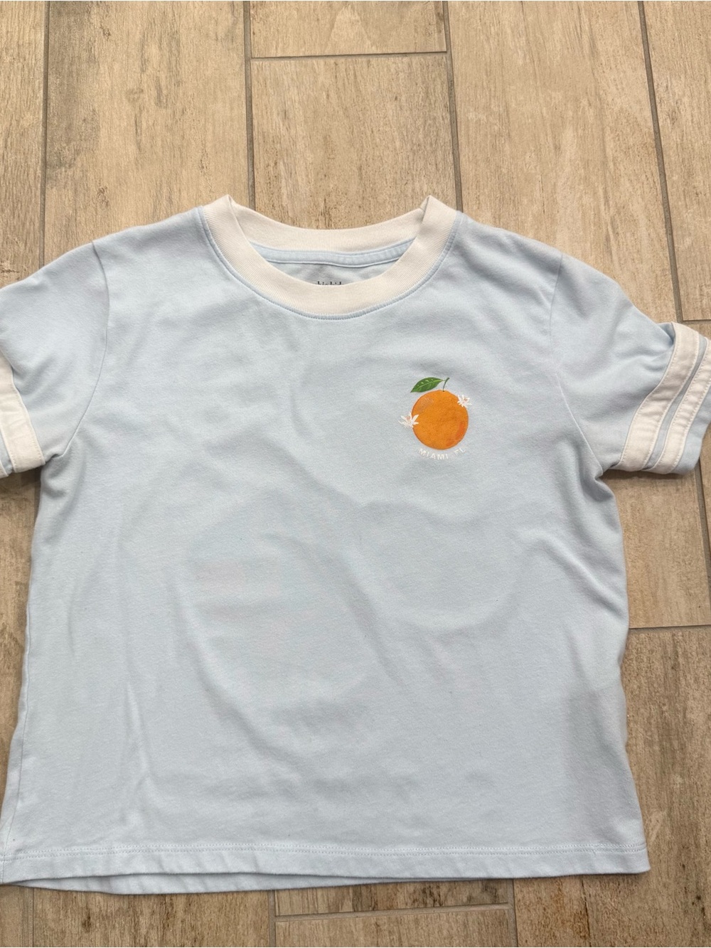 abercrombie kids Light Blue Destination Graphic T-shirt /Miami. Girl's Size 9/10